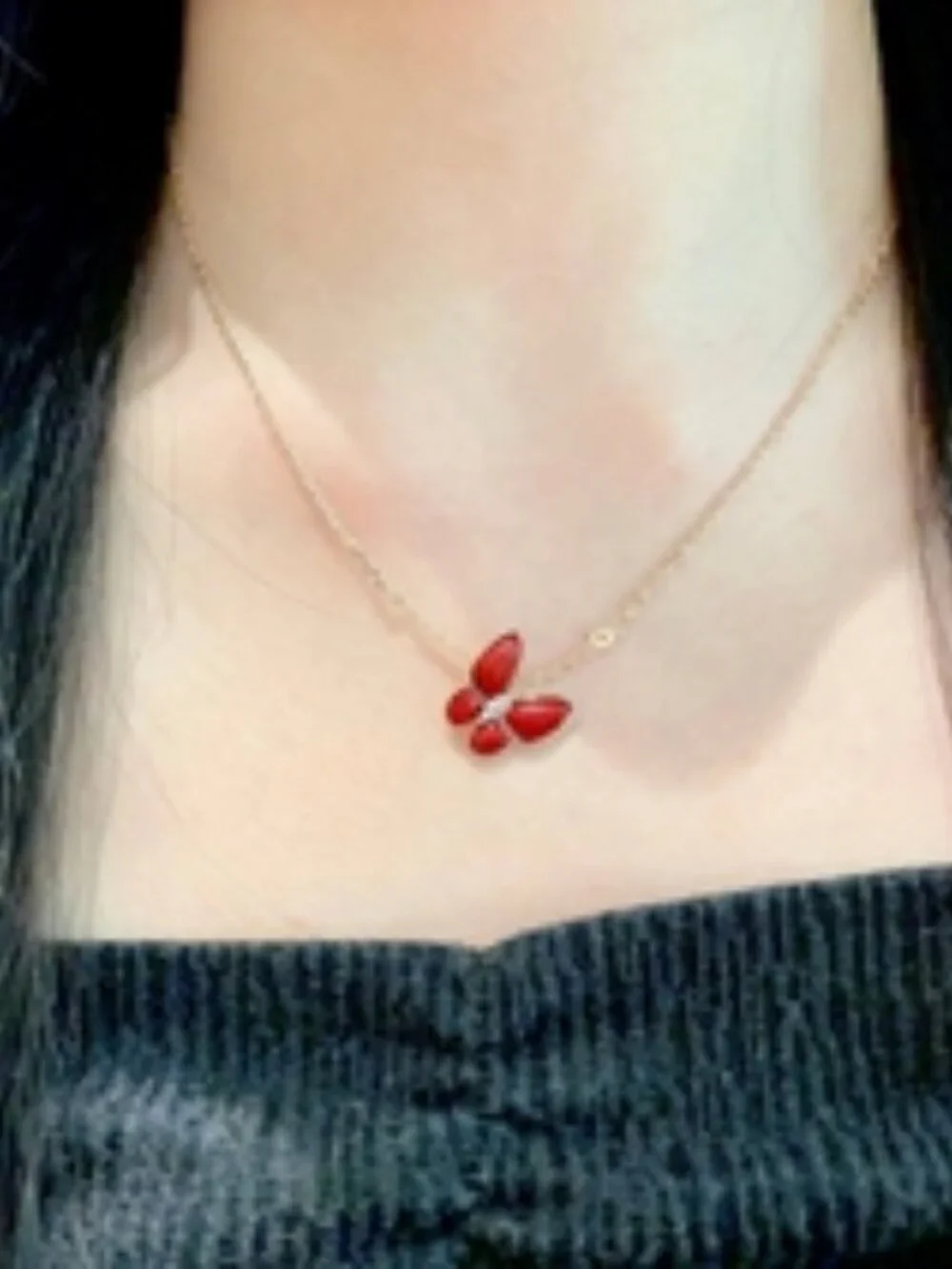 🌼Van Cleef & Arpels🌼 red butterfly necklace